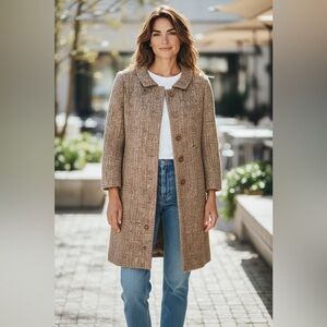 Vintage Inspired Beige Tweed Coat